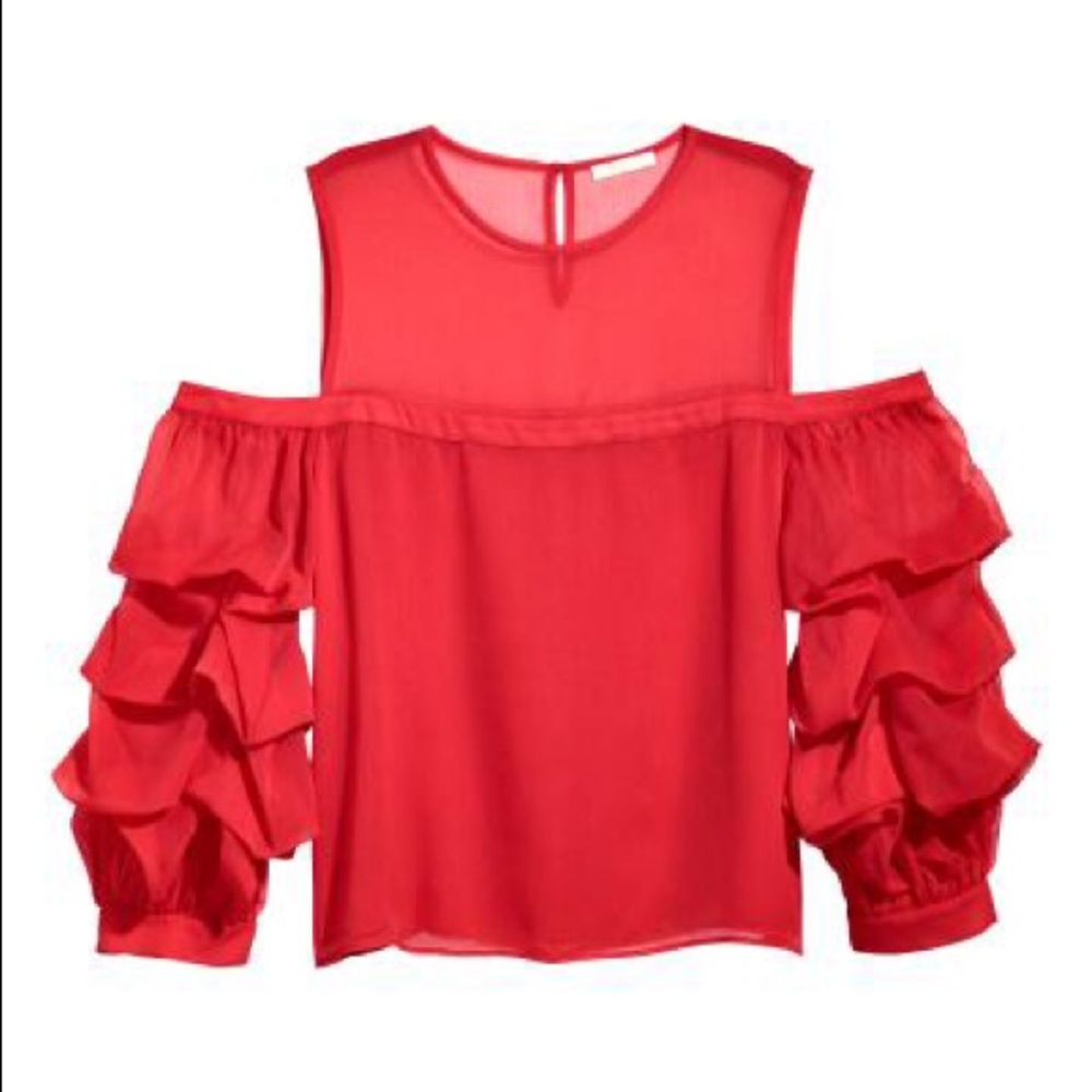H&M Chiffon Cold Shoulder Blouse